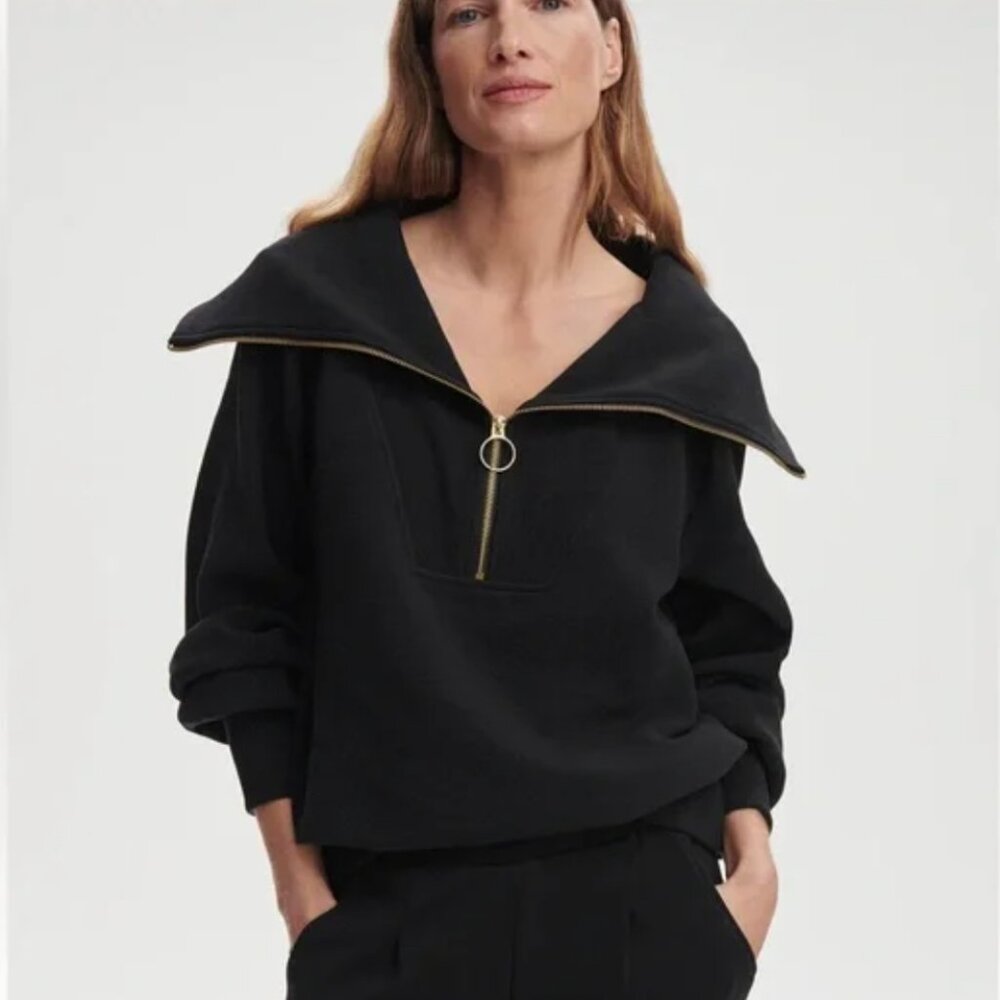 Varley Black Zip-Up Sweater Size Large